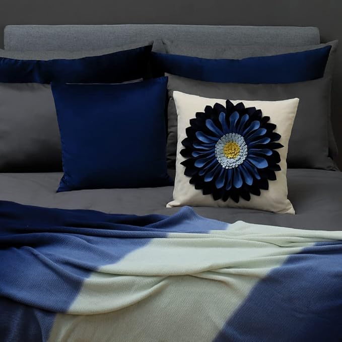 OiseauVoler 3D Sunflower Handmade Throw Pillow Cover Decorative Pillow Sham Pillowcase Living Room Home Bed Decor 18x18 Inch