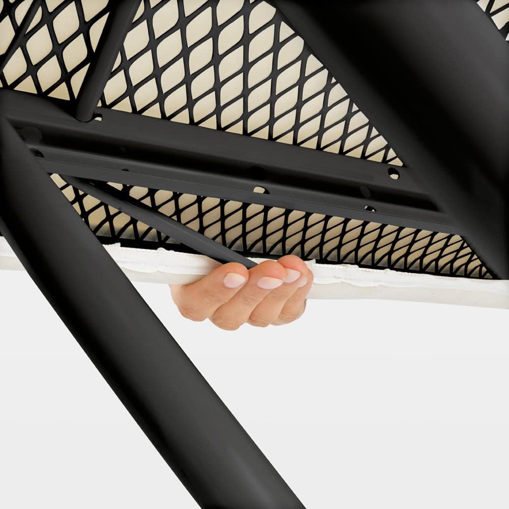 Brabantia Size C Ironing Board (49x18 in) 7 Height Options, Solid Steam Iron Rest Holder (Denim Blue) Non-Slip Feet, Anti-Collapse Child Locks