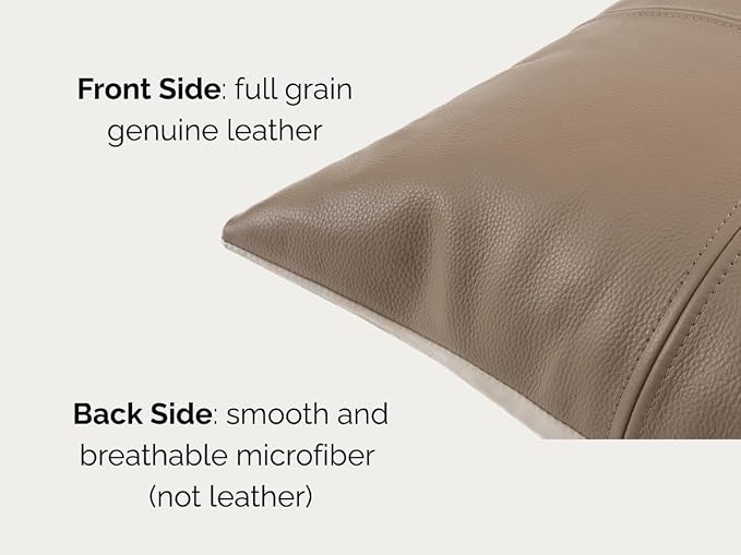 Full Grain Leather Throw Pillow Cover (20" x 20") (Smokey Taupe) | Cowhide Sofa Cushion Case Thick Genuine Leather Throw Pillow for Living Room Bedroom and Home Office, Pack of 1, Cover Only