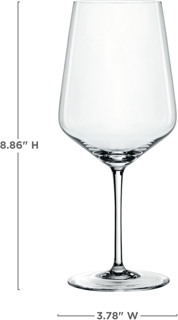 Spiegelau Style Red Wine Glasses Set of 4 – Elegant Stemmed Crystal Wine Glassware for Cabernet, Merlot & Pinot Noir – Lead-Free Crystal Glass Set for Home & Entertaining