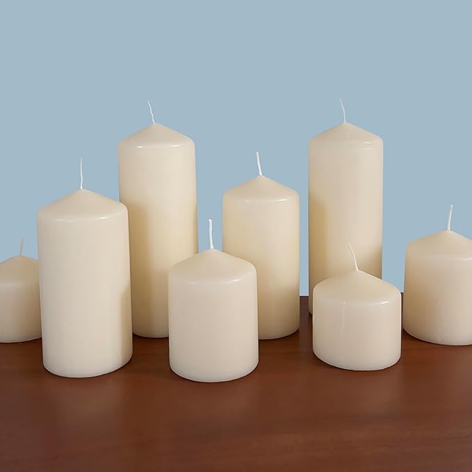 Stonebriar Unscented Pillar Candles – 35 Hour Burn Time, Long-Lasting Wax Candles for Weddings, Holidays, Home Décor & Special Events, Pack of 3, Ivory, 3" x 4"