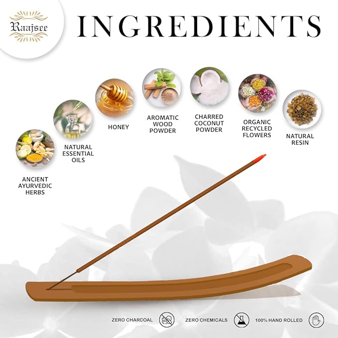 White Sage Incense Sticks for Cleansing 100 gm Pack - 100% Natural -Charcoal Free - Organic Non Toxic Clean Burning - Made from Upcycled Flowers