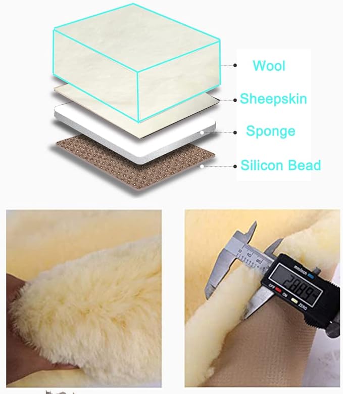 OGLAND Fuzzy Fluffy Fur Sheepskin Car Seat Covers for Universal Auto Seat Cushion Auto Accessories, for 1 Front Seat(3 Pack Front, White)