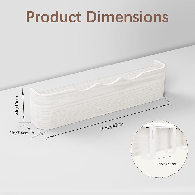 Coat Rack Wall Mount with Hidden Hooks, Wall Hooks with Shelf, Wall Key Holder Mount Wooden Shelf Entryway Hooks for Bedroom Bathroom for Hanging Coats Hats Bags Towels (White Wave-Shape, 4 Hooks)