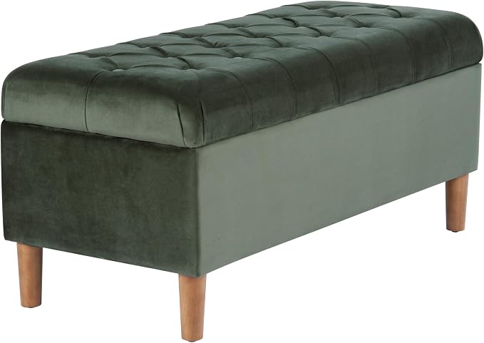 HomePop 40" Ainsley Button Tufted Storage Bench - Loden Green Velvet