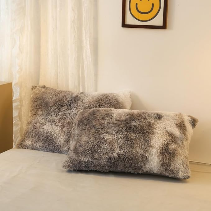 chovy Faux Fur Plush Tie-Dyed Black White Gray Colorful Comforter Sets Twin/Full Size - Ultra Soft Shaggy Flannel Velvet Fluffy Fuzzy 3PC Bedding Set (Comforter x 1 Pillowcases x 2)