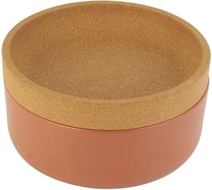 Kamenstein Ceramic and Cork Large Breathable Produce Bowl with Lid, Nautral Cork and Terra Cotta Ceramic, 11 x 11 x 6 Inch