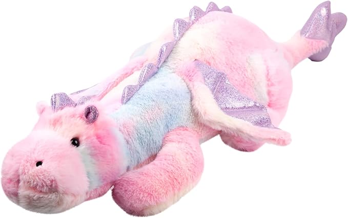ARELUX Giant 50in 3Lb Big Colorful Pink Dragon Large Stuffed Animals Cute Plush Toy Fuzzy Jumbo Dinosaur Pillow Plushies with Wings Cuddly Soft Pterosaur Plushie for Friends Family Member