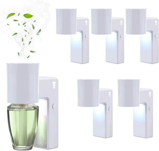 ROSSEX 6 PCS Wall Fragrance Plug in with Night Light and Oil Diffuser Plug with Upgraded Fragrance Concentration Control, Compatible with Bath and Body Works WallFower for Home, White