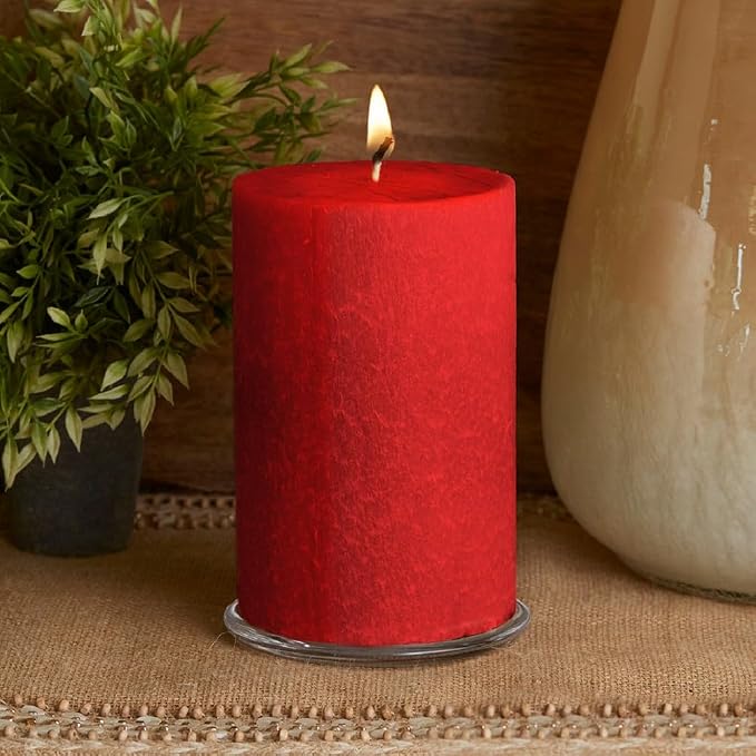 Root Candles Unscented Candles Premium Beeswax Blend Pillar Candle, 4 x 6-Inch, Red