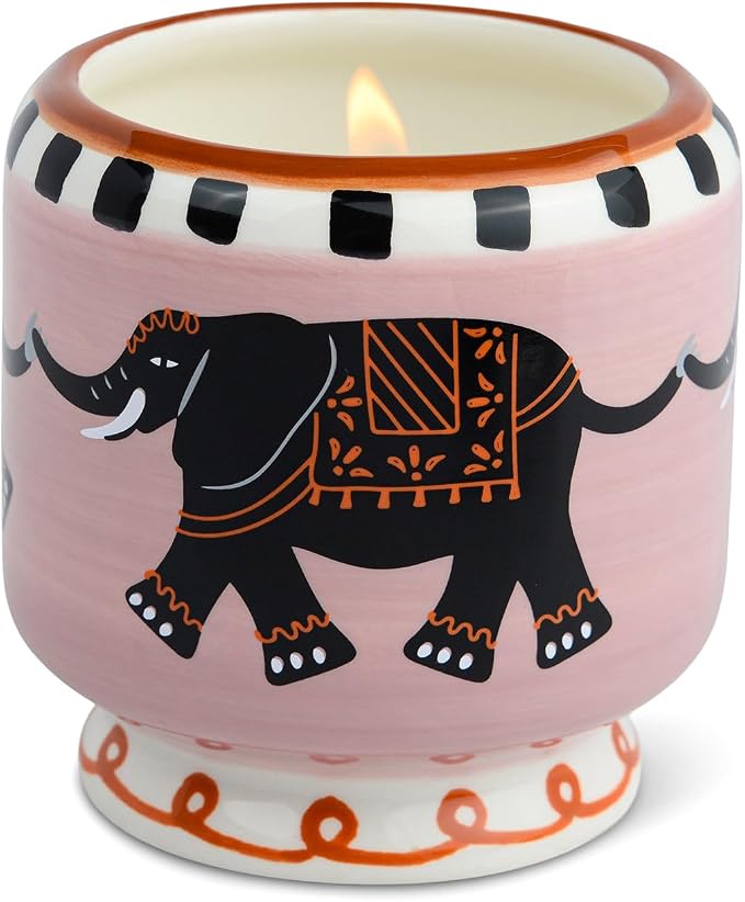 Paddywax Scented Candles Dopo Hand-Painted Ceramic Luxury Artisan Candle, 8-Ounce, Elephant - Tobacco Vanilla