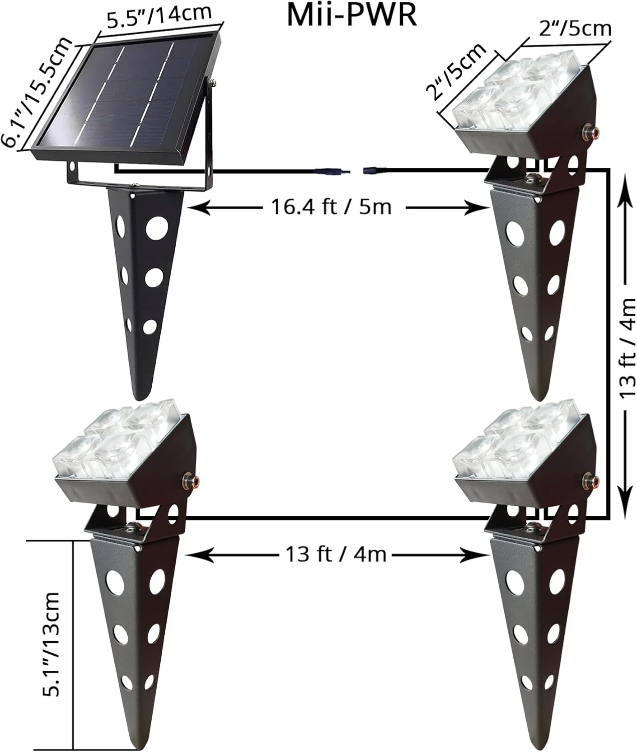 Solar Spotlights Outdoor Waterproof IP65 Landscape Spot Lights with Metal Stake 42ft Cable 3-in-1 Warm White Auto On/Off Dusk to Dawn Flag Pole Uplights for Fence Pathway Trees Garden Yard
