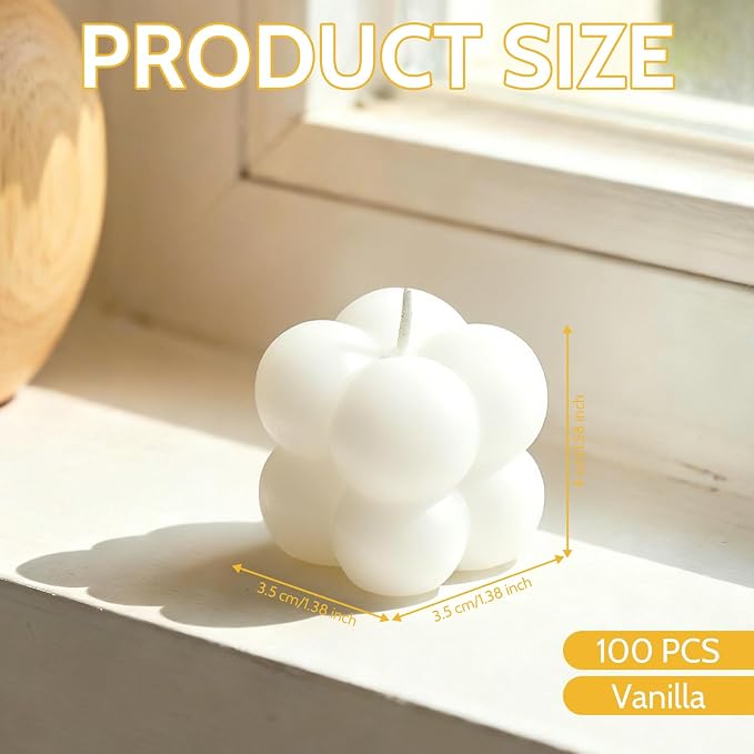 100 Pieces Small Bubble Vanilla Soy Wax Candles Bulk - Handcrafted Mini Soy Candles for Wedding Favors, Bridal Shower Gifts, Party Favors & Guest Keepsakes