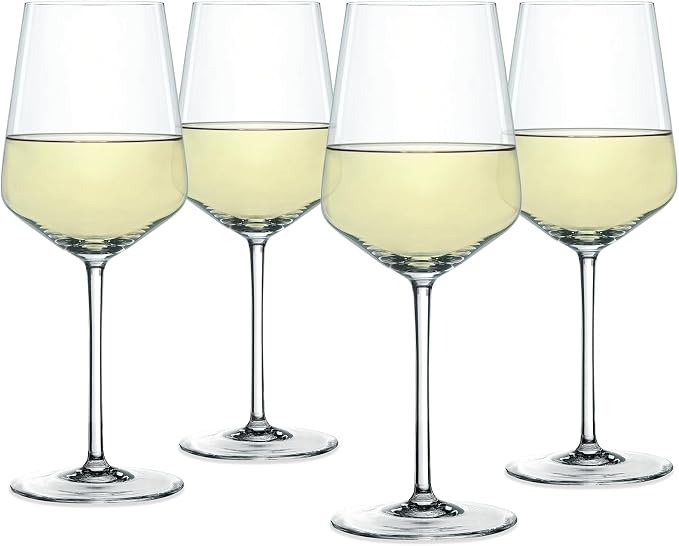 Spiegelau Style Crystal White Wine Glasses Gift Set, Elegant Stemmed Wine Glasses, Stylish Glassware for Dinner Party, Home Bar, Wedding Gifts, Birthday Gifts, Hosting Essentials, 15.5 oz, Set of 4