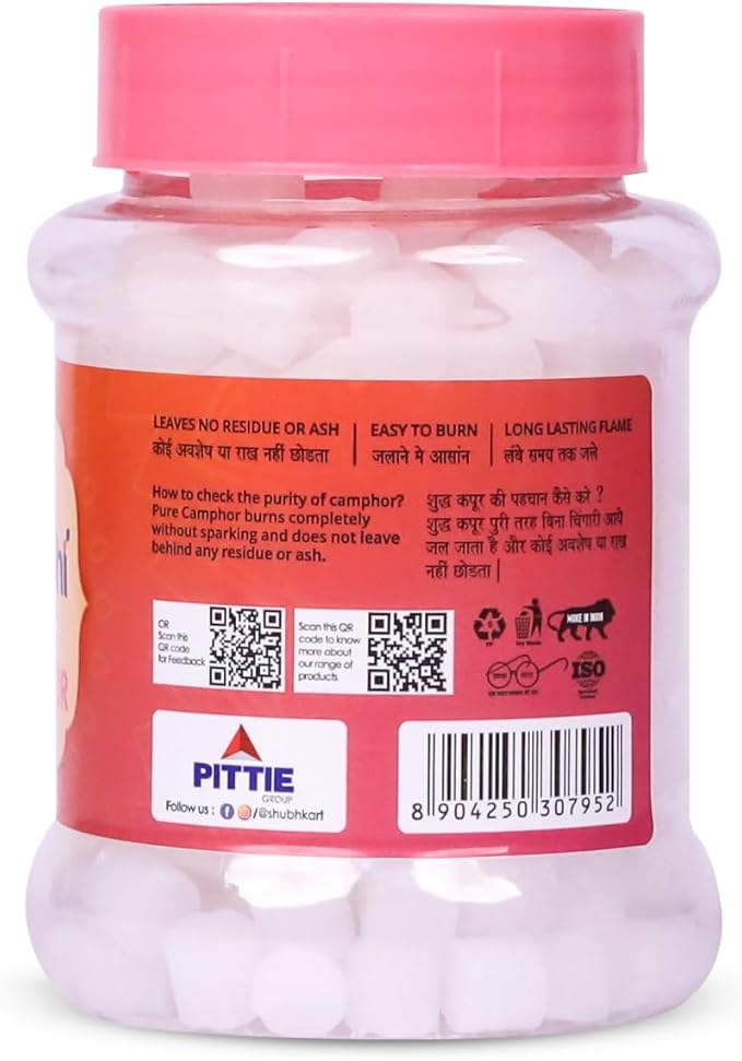 Shubhkart Surabhi 100% Pure Camphor Crystals or Aromatherapy, Incense, Odor Eliminator, Puja (Surabhi Camphor, 100 g)