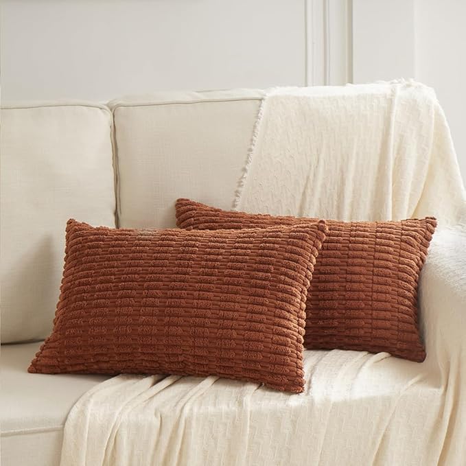 Fancy Homi 4 Packs Decorative Throw Pillow Covers for Living Room Couch Bed, Modern Farmhouse Boho Home Décor Accent Cushion Case, 20" x 12" (Pack of 4), Rust