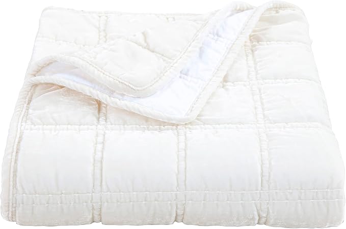HiEnd Accents Stella Faux Silk Velvet Throw Blanket Stone, 50x60 inch, Double Stitch Plush Soft Cozy Blankets, Luxury Decorative Throws for Couch, Bed, Sofa, Chair