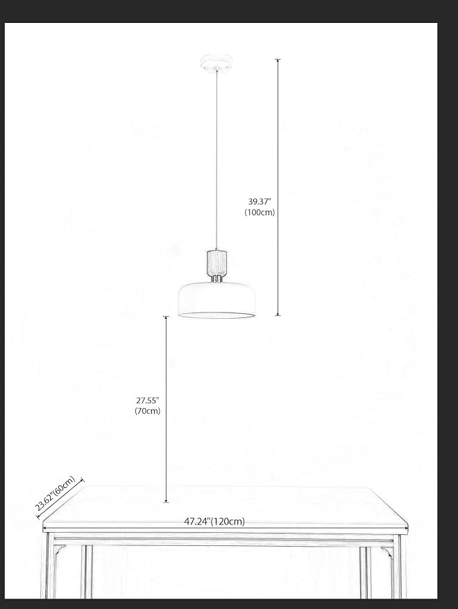 TeHenoo Modern Pendant Light, 12 inch, Matte White | Natural Wood and Brass Accent, Adjustable, For Kitchen Island, For Dining Room