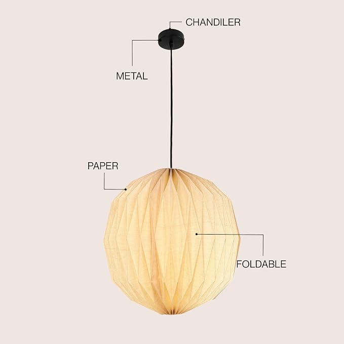 JONATHAN Y 15.75" Natural 1-Light Paper Pendant Light, Modern Vintage Honeycomb Orb Shade Hanging Lantern for Dining Room, Scandinavian Minimalist, LED Bulb Included JYL9101B