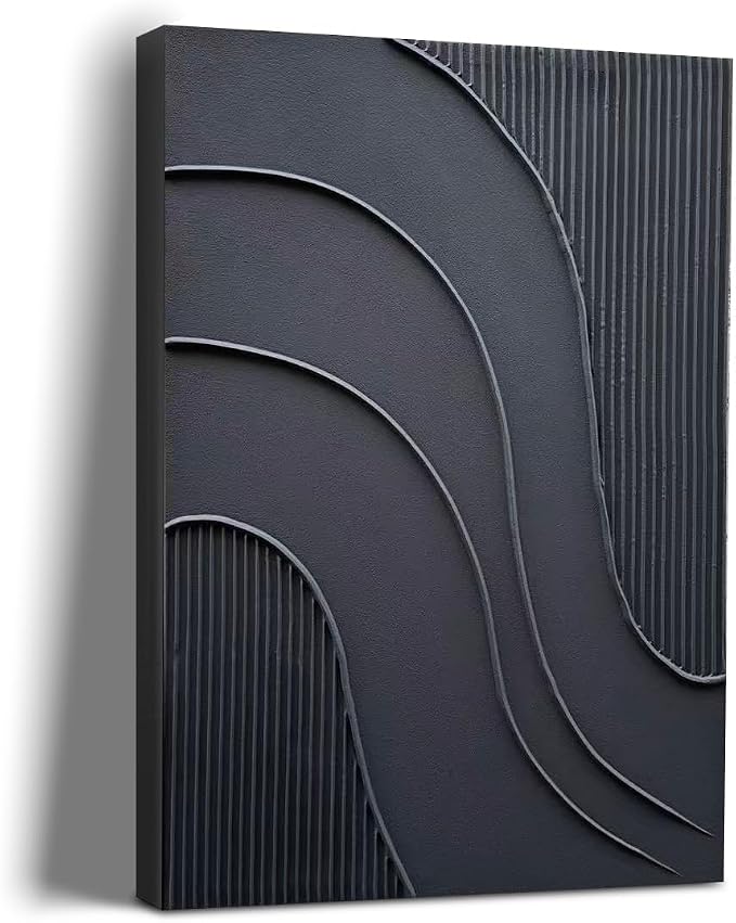 NANKAI Hand-Painted Thick Texture Black Minimalist Oil Painting 24x36 Inch Texture Abstract Painting Home wall Decorative Art