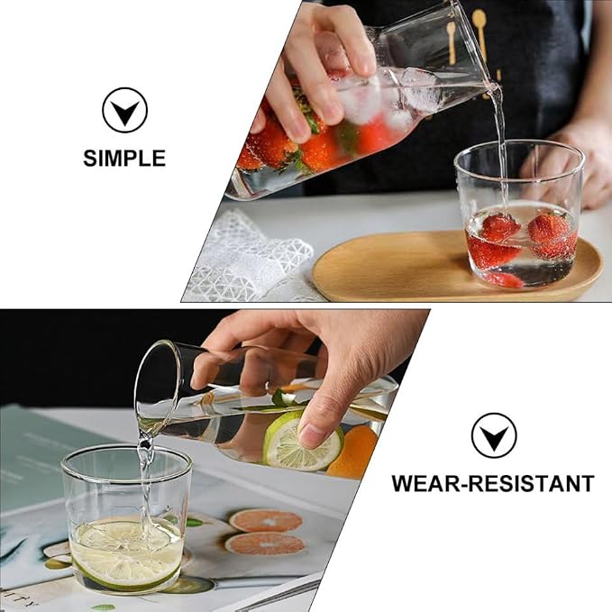 PRETYZOOM Bedside Carafe with Cup and Tray Transparent Glass Water Carafe Set for Nightstand Bedroom or Bathroom 16 Oz Drinking for Water Tea and Mouthwash