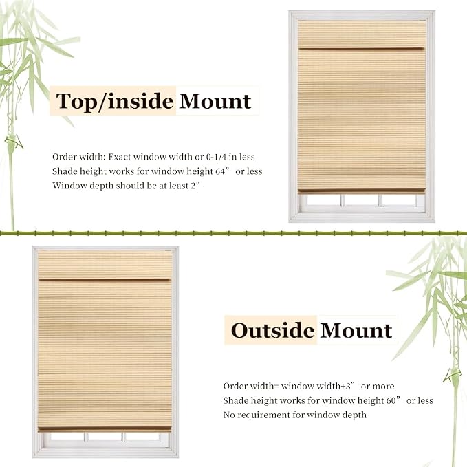 LUCKUP Cordless Bamboo Roman Blinds Shades for Indoor Windows-Blackout Room Darkening Roman Blinds with 6" Valance Cover Enhanced Privacy, 24" W x 64" H