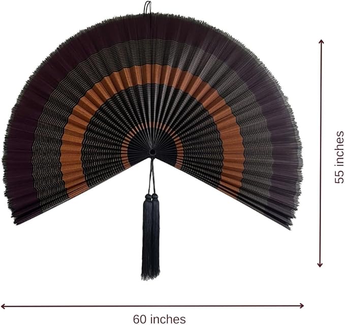 ChumDecor Japanese Wall Fan Decor, Large Bamboo Fan Wall Art, Boho Hanging Headboard Decor, 60 Inch