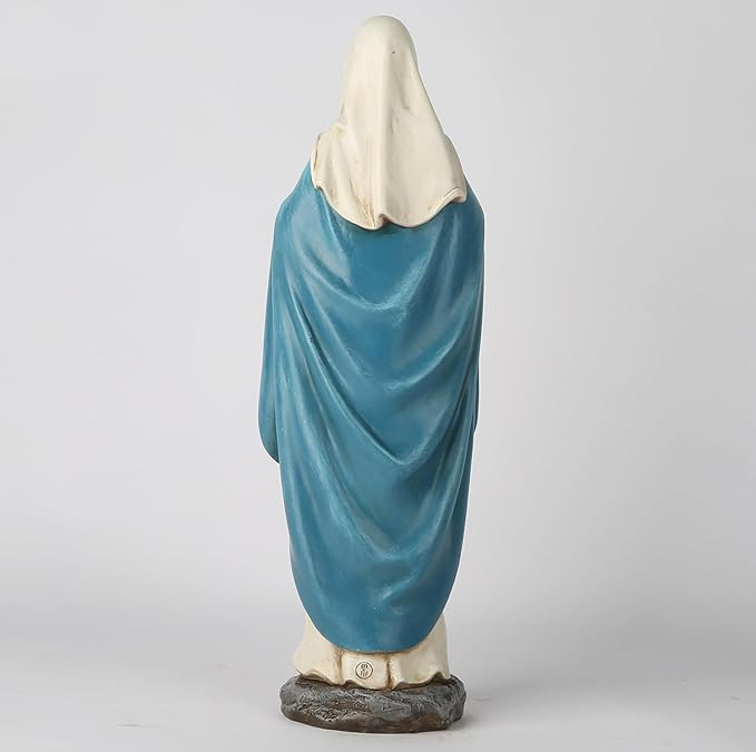 BC Catholic Immaculate Heart of Virgin Mary Statue, 16.5" H Holy Mother Figure for Altar, Religious Gift Home Decor Renaissance Sculpture Handmade by Buildclassic