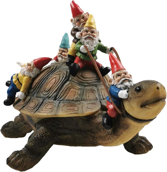 Sunthus Garden Gnome Turtle Statues Yard Art Resin Figurine Decorations Outdoor Garden Décor