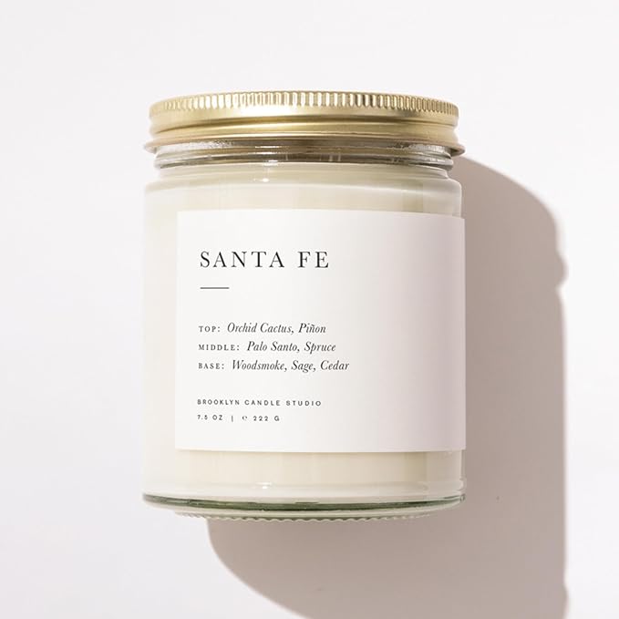 Brooklyn Candle Studio Santa Fe Jar Candle - Luxury Scented Candle, Vegan Soy Wax, Hand Poured in The USA, 50 Hour Slow Burn Time - 7.5oz