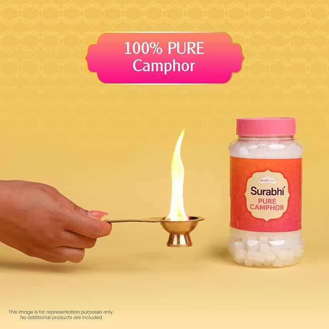 Shubhkart Surabhi 100% Pure Camphor Crystals or Aromatherapy, Incense, Odor Eliminator, Puja (Surabhi Camphor, 250 g | 8.8 oz)