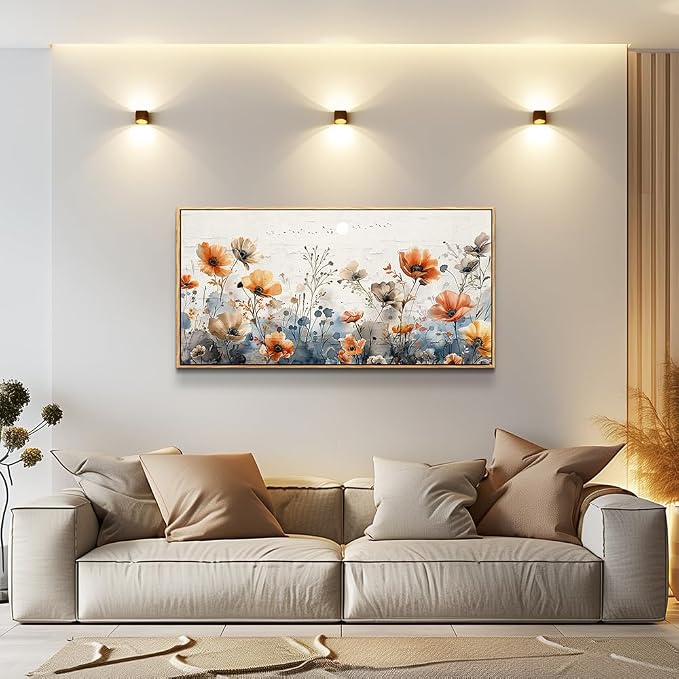QIYILEXWART Wood Framed Large Wall Decor For Living Room Canvas Wall Art For Office Wall Decoration For Bedroom Flower Bush Paintings Farmhouse Pictures Artworks Home Decor Ready To Hang