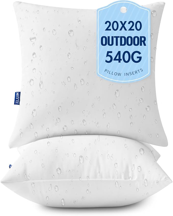 MIULEE 20x20 Outdoor Pillows,Set of 2 Throw Pillows Waterproof,Soft Support Throw Inserts Decorative Water Resistant for Patio Furniture and Garden