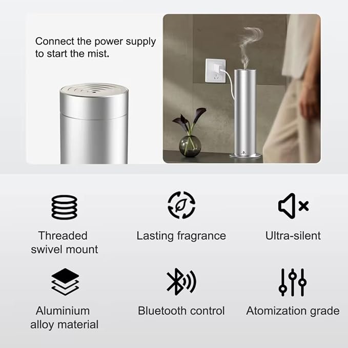 Electric Waterless Essential Oil Diffuser Starter Kit - Covers Up to 1000 Sq Ft - Essential Oil Diffuser for Large Rooms - Hotel-Inspired Home Aroma - Remote Control + 5 Premium Scent Oils Included