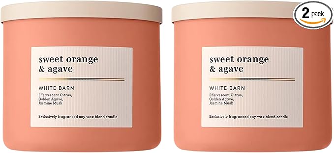 Bath & Body Works 3-Wick Candle, Sweet Orange & Agave Citrus Candle, Strong Throw, Long-Lasting Burn Up to 45 Hours, Exclusively Fragranced Soy Wax Blend, 14.5 oz - 2 Pack