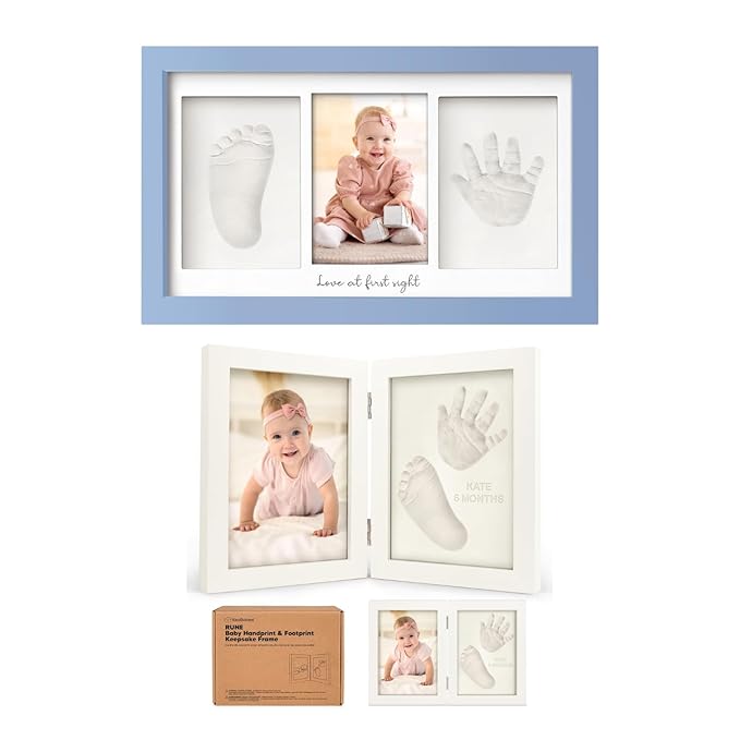 KeaBabies Baby Hand and Footprint Kit and Inkless Baby Handprint And Footprint Kit Frame - Prints Duo Photo Frame for Newborn - Personalized Kids Picture Frame for Newborn