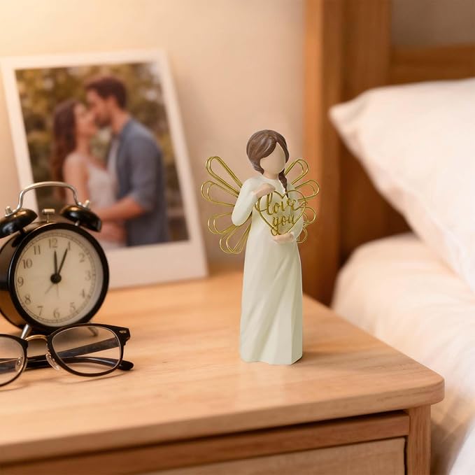 Love You Angel Figurines Gifts, Anniversary for Women, Heartfelt Home Décor Accent, Perfect Sentimental Gift to Girlfriend, Boyfriend, Wife, Husband, Sculpted Hand-Painted Figurine