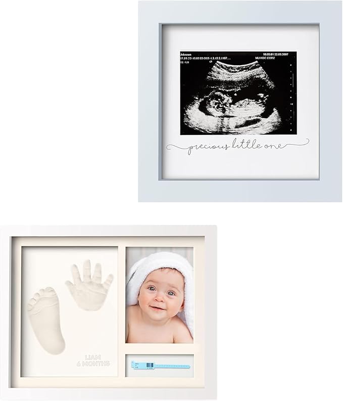 KeaBabies Baby Sonogram Picture Frame and Baby Footprint Kit - Modern Ultrasound Frame For Mom To Be - Baby Hand and Footprint Kit, Keepsake Frame Kits