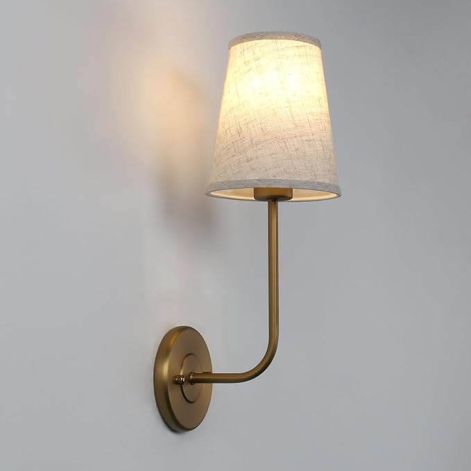 Pathson Rechargeable Battery Operated Wall Sconces Set of 2, Wireless Dimmable Wall Vanity Lights, Linen Fabric Shades, Remote Control Wall Lighting for Bedroom Living Room Includes Bulbs