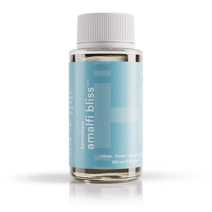 Homedics SereneScent Waterless Diffuser Oil Refill — Amalfi Bliss (120ml). Clean, Safe, Fresh & Floral Home Fragrance. Compatible with SereneScent Diffusers. Easy Twist Plug & Play.