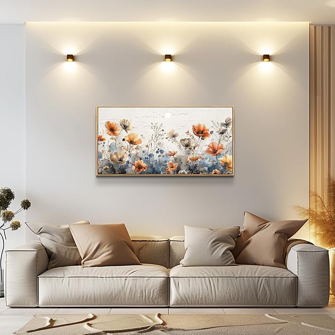QIYILEXWART Canvas Wall Art For Living Room Wood Framed Wall Decor For Bedroom Office Wall Decorations Flower Bush Paintings Farmhouse Pictures Artworks Room Aesthetic Home Decor Ready To Hang