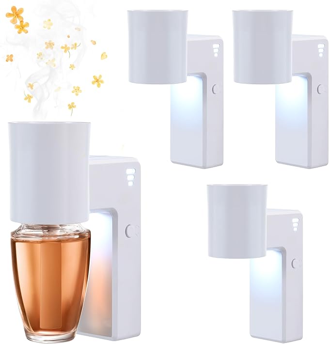 ROSSEX 4 Pcs Wall Fragrance Plug in with Night Light Compatible with Bath and Body Works Wallflowers, with 3-Speed Adjustable Fragrance Essential Oil Diffuser for Home, White