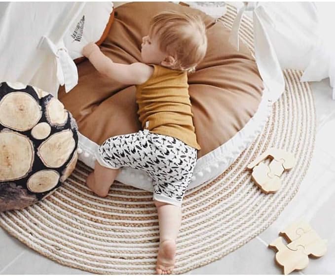 Large Floor Pillow Kids Round Seating for Children Aged 3 and Up | Round Pillows Seating for Children, Oversized Mat for Reading Nook Teepee Playroom Canopy