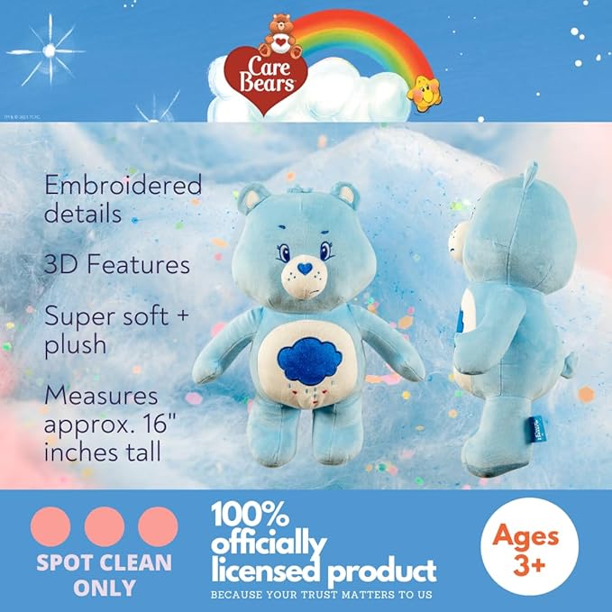 Collectibles Care Bears Grumpy Bear Bedding Super Soft Cozy Decorative Pillow, (Officially Licensed Product) By Franco