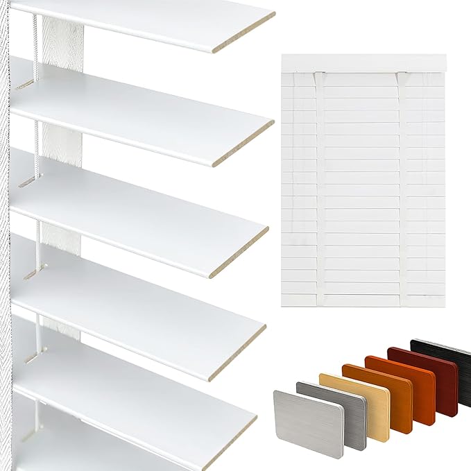 2" Slats Wood Blinds for Indoor Windows: Solid Wooden Blackout Blinds & Shades,Black Out Privacy Horizontal Blinds for Home Bedroom Bathroom Living Room Windows and Doors 27.5" WX72 H White