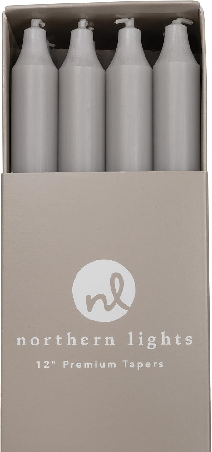 Northern Lights Candles - 12" 12pk Tapers - Stone - 72773