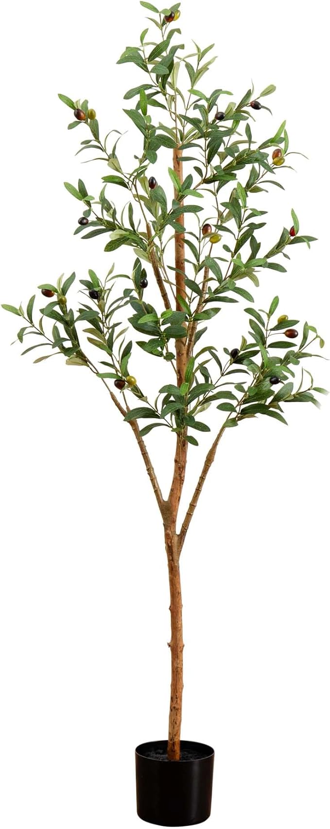 Nearly Natural 5FT Tall Silk Faux Olive Tree for Home and Office Decor, Fake Potted Tree with Natural Wood Trunk, Realistic Branches and Lifelike Fruits