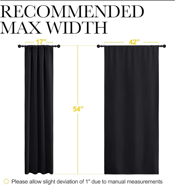 NICETOWN Black Out Curtain Panels for Kitchen - Energy Smart Decoration Thermal Insulating Blackout Drapes/Draperies for Small Window (2 Panels, 42 inches Wide by 54 inches Long)