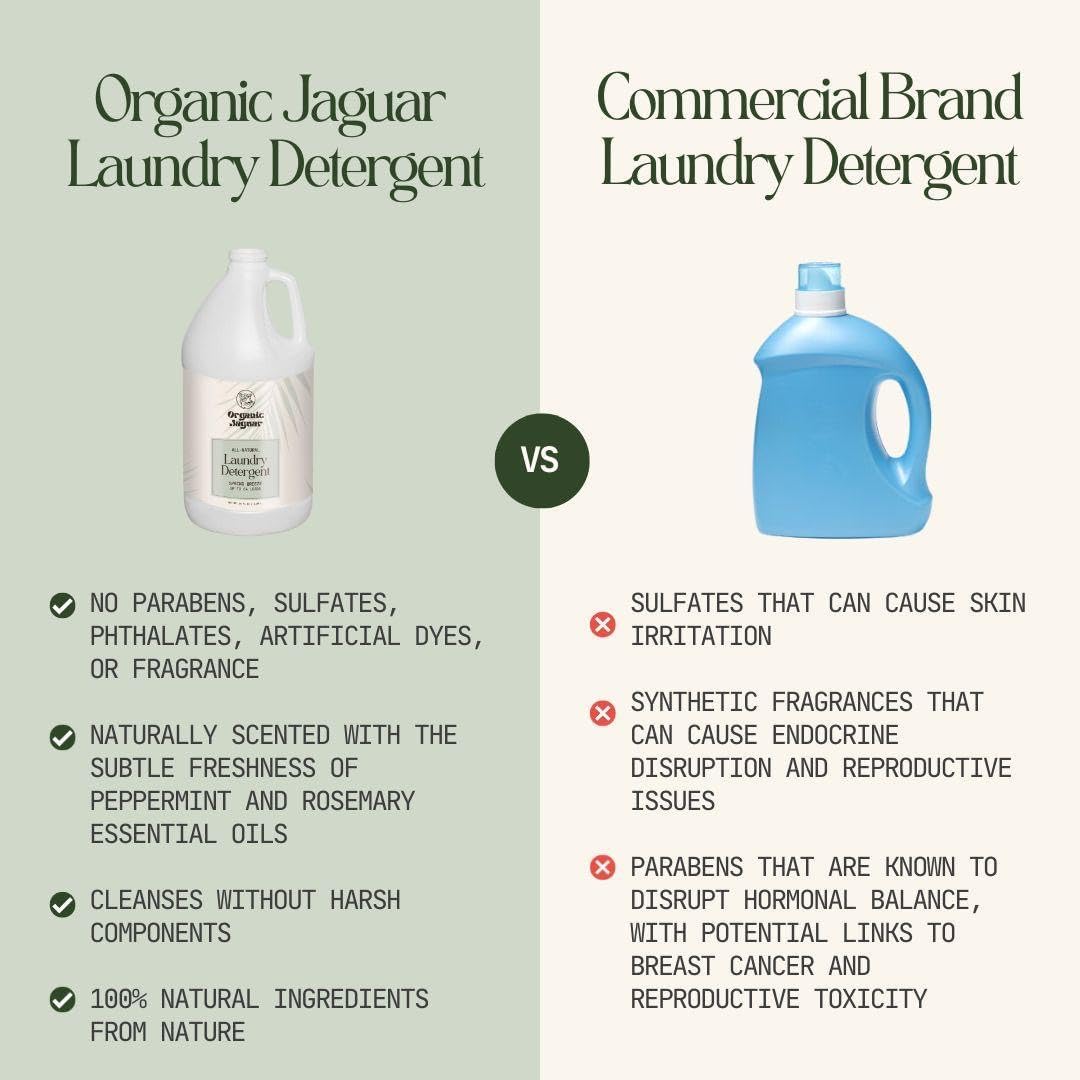 Laundry Detergent, Spring Breeze, Up to 64 Loads, 100% Natural Formula with Essential Oils, Gentle & Effective Formula Without Harsh Ingredients, Paraben & Sulfate Free, Natural Scent