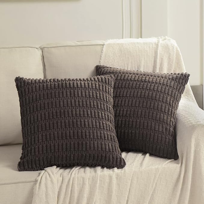 Fancy Homi 4 Packs Decorative Throw Pillow Covers for Living Room Couch Bed, Modern Farmhouse Boho Home Décor Accent Cushion Case, 26" x 26" (Pack of 4), Dark Brown